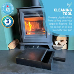 Thorness Black Powder Coated Fireside Metal Square Ash Pan Carrier Box And Shovel Set. - thumbnail 5