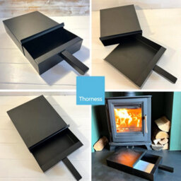 Thorness Black Powder Coated Fireside Metal Square Ash Pan Carrier Box And Shovel Set. - thumbnail 7