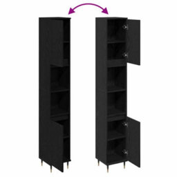 Berkfield Bathroom Cabinet Black Oak 30X30X190 Cm Engineered Wood - thumbnail 9