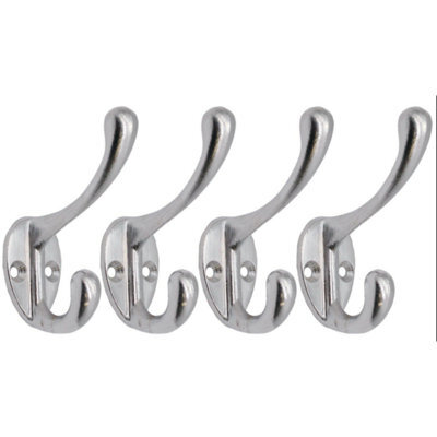 Eai Chrome Coat Hook Robe Hook Petite Traditional Pattern - Pack Of 4 - Satin Chrome - image 1