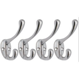 Eai Chrome Coat Hook Robe Hook Petite Traditional Pattern - Pack Of 4 - Satin Chrome