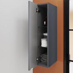 GoodHome Imandra Deep Gloss Grey Bathroom Single Wall Cabinet (H)90Cm (W)20Cm - thumbnail 4