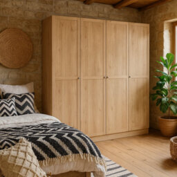 Wyld Haus Cherryfern 4-Door Natural Oak Wardrobe With Framed Doors - thumbnail 1