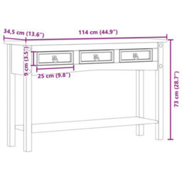 Berkfield Console Table Corona 114X34.5X73 Cm Solid Wood Pine - thumbnail 9