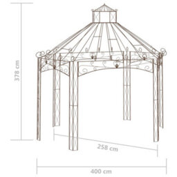 Berkfield Garden Pavilion Antique Brown 400X258X378 Cm Iron - thumbnail 6