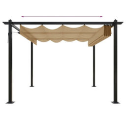 Walplus Garden Gazebo With Retractable Roof 3X3 M Taupe - thumbnail 6