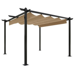 Walplus Garden Gazebo With Retractable Roof 3X3 M Taupe - thumbnail 2
