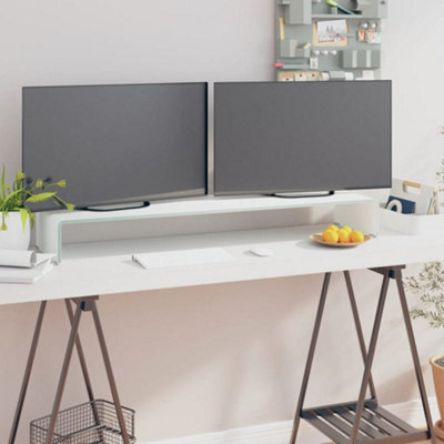 Berkfield Tv Stand/monitor Riser Glass White 110X30X13 Cm - image 1