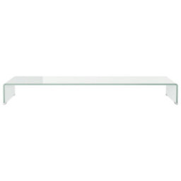 Berkfield Tv Stand/monitor Riser Glass White 110X30X13 Cm - thumbnail 3