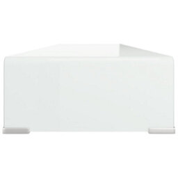Berkfield Tv Stand/monitor Riser Glass White 110X30X13 Cm - thumbnail 4