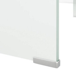 Berkfield Tv Stand/monitor Riser Glass White 110X30X13 Cm - thumbnail 5