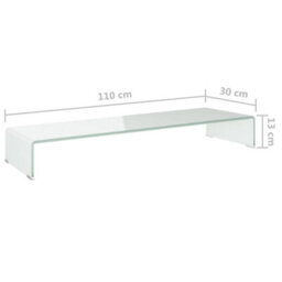 Berkfield Tv Stand/monitor Riser Glass White 110X30X13 Cm - thumbnail 6