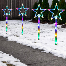 Globrite 4 Pack Star Path Light Battery Operated 60 Multicoloured Led Lights Stakes Garden Lights With 8 Modes Function - thumbnail 2