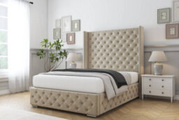 "Sloomy Arundel Almond Coniston Bed Frame With Mattress With 50""  Upholstered Wingback Headboard 3' Single" - thumbnail 2