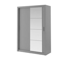 Arte Lux Iv Sliding Door Wardrobe W1500mm H2150mm D600mm - Modern Grey With Mirrored Accent - thumbnail 2