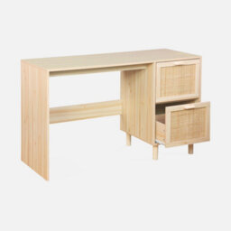 Sweeek - 2-Drawer Woven Rattan Desk Camargue Natural 120X48X75 Cm - thumbnail 3