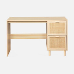 Sweeek - 2-Drawer Woven Rattan Desk Camargue Natural 120X48X75 Cm - thumbnail 2