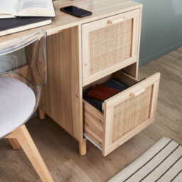 Sweeek - 2-Drawer Woven Rattan Desk Camargue Natural 120X48X75 Cm - thumbnail 6