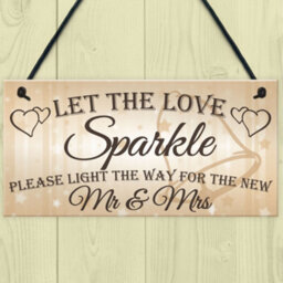 Red Ocean Wedding Hanging Sign Mr Mrs - thumbnail 2