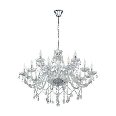 Elegant Chrome Plated Chandelier With Clear Glass Droplets - E14 Bulb Compatible - image 1