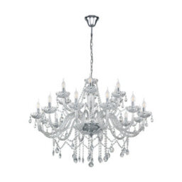 Elegant Chrome Plated Chandelier With Clear Glass Droplets - E14 Bulb Compatible