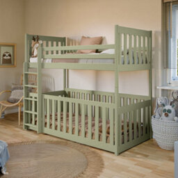 Arte Trendy Olive Wooden Bunk Bed Cris With Cot Bed W98Cm - Nature-Inspired Safe Sleep Solution For Growing Families