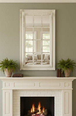 Biznest 43X73Cm White Rectangle Window Style Wall Mirror Durable Frame,indoor/outdoor Elegant Addition To Your Home- Best Gift - image 1