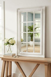 Biznest 43X73Cm White Rectangle Window Style Wall Mirror Durable Frame,indoor/outdoor Elegant Addition To Your Home- Best Gift - thumbnail 2