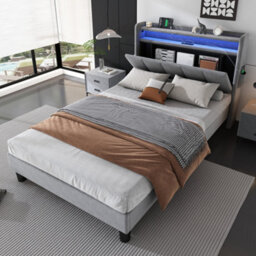 Matteo Grey Velvet 3Ft Single Upholstered Bed Frame With Led Lights, Usb Charging Ports & Smart Storage Headboard - thumbnail 2