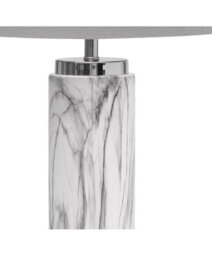 Lighting Supermarket Cylinder Grey Marble Effect Table Lamp With Grey Silver Lined Shade - thumbnail 3