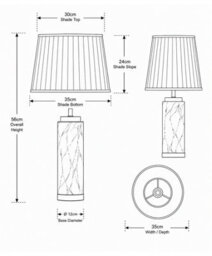 Lighting Supermarket Cylinder Grey Marble Effect Table Lamp With Grey Silver Lined Shade - thumbnail 7