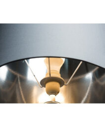 Lighting Supermarket Cylinder Grey Marble Effect Table Lamp With Grey Silver Lined Shade - thumbnail 5