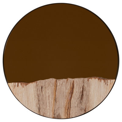Orsina Petrified Wood Tile Small Round Mirror - image 1