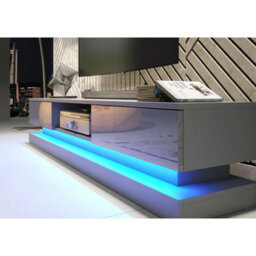Creative Furniture Bloom Tv Unit 180Cm - Dark Grey With Gloss Doors And Led Lights - thumbnail 4