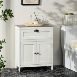 Bathroom Storage Cabinet Drawer Cupboard Adjustable Shelf Wood - thumbnail 6