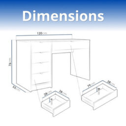 Desk Computer Workstation Tireno White Velvet Laminated Wood Mdf Grooved Drawer Fronts Modern Home Office Study Writing Table - thumbnail 6