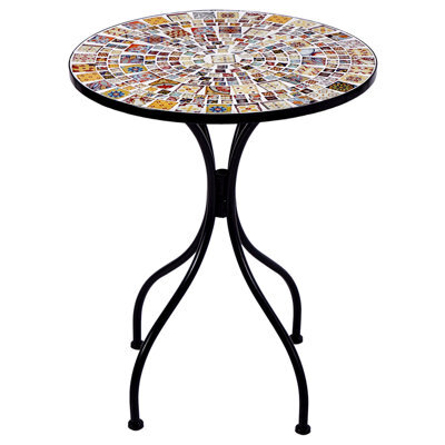 Wyld And Coco Mosaic Tiles Bistro Table 60Cm Black Iron Vintage Style - Ready To Use - image 1
