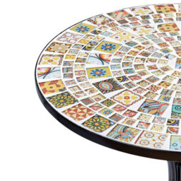 Wyld And Coco Mosaic Tiles Bistro Table 60Cm Black Iron Vintage Style - Ready To Use - thumbnail 6