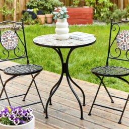 Wyld And Coco Mosaic Tiles Bistro Table 60Cm Black Iron Vintage Style - Ready To Use - thumbnail 2