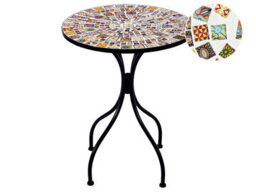 Wyld And Coco Mosaic Tiles Bistro Table 60Cm Black Iron Vintage Style - Ready To Use - thumbnail 3