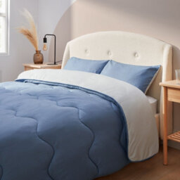 Silentnight Seersucker Coverless Duvet And Pillowcase Set - 10.5 Tog - Grey/blue - Super King