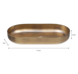 Garden Trading Novello Antique Brass Bathroom Soap Dish Trinket Makeup Brush Jewellery Tray - thumbnail 3