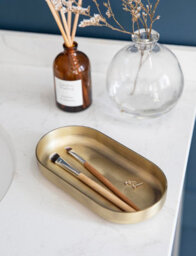 Garden Trading Novello Antique Brass Bathroom Soap Dish Trinket Makeup Brush Jewellery Tray - thumbnail 2