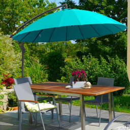Outsunny 2.7 M Cantilever Shanghai Parasol W/ Crank Handle, Cross Base, Turquoise