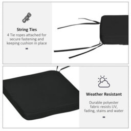 Outsunny Set Of 6 Chair Cushion Seat Pads Dining Chair W/ Straps Outdoor Black - thumbnail 5