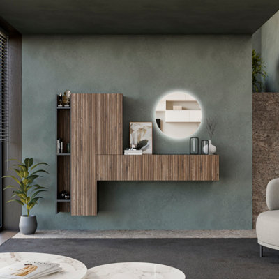 Decorotika Linz Moduler Modern Tv Unit Wall Mount Customizable Layout Black Alina - image 1