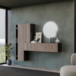 Decorotika Linz Moduler Modern Tv Unit Wall Mount Customizable Layout Black Alina - thumbnail 3