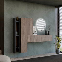 Decorotika Linz Moduler Modern Tv Unit Wall Mount Customizable Layout Black Alina - thumbnail 2