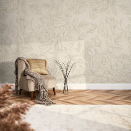 I Love Wallpaper Gentle Roses Mural In Mushroom And Cream - thumbnail 4