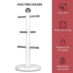 Cream Painted Mug Tree With Chrome Round Ball Base - thumbnail 4
